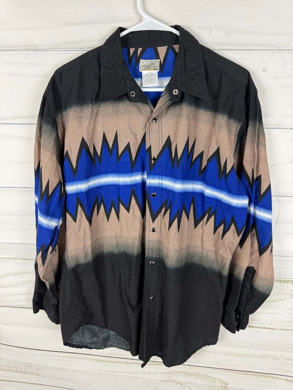 Express Riders Shirt Men Sz L Rodeo Cowboy Western Snap Shirt Cotton Lightweight